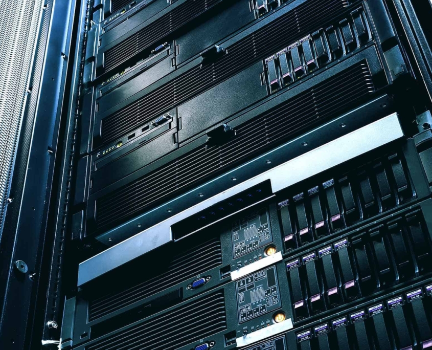 Close-up-view-of-a-black-network-servers