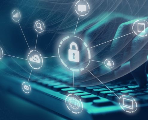 Internet and networking security system concept background